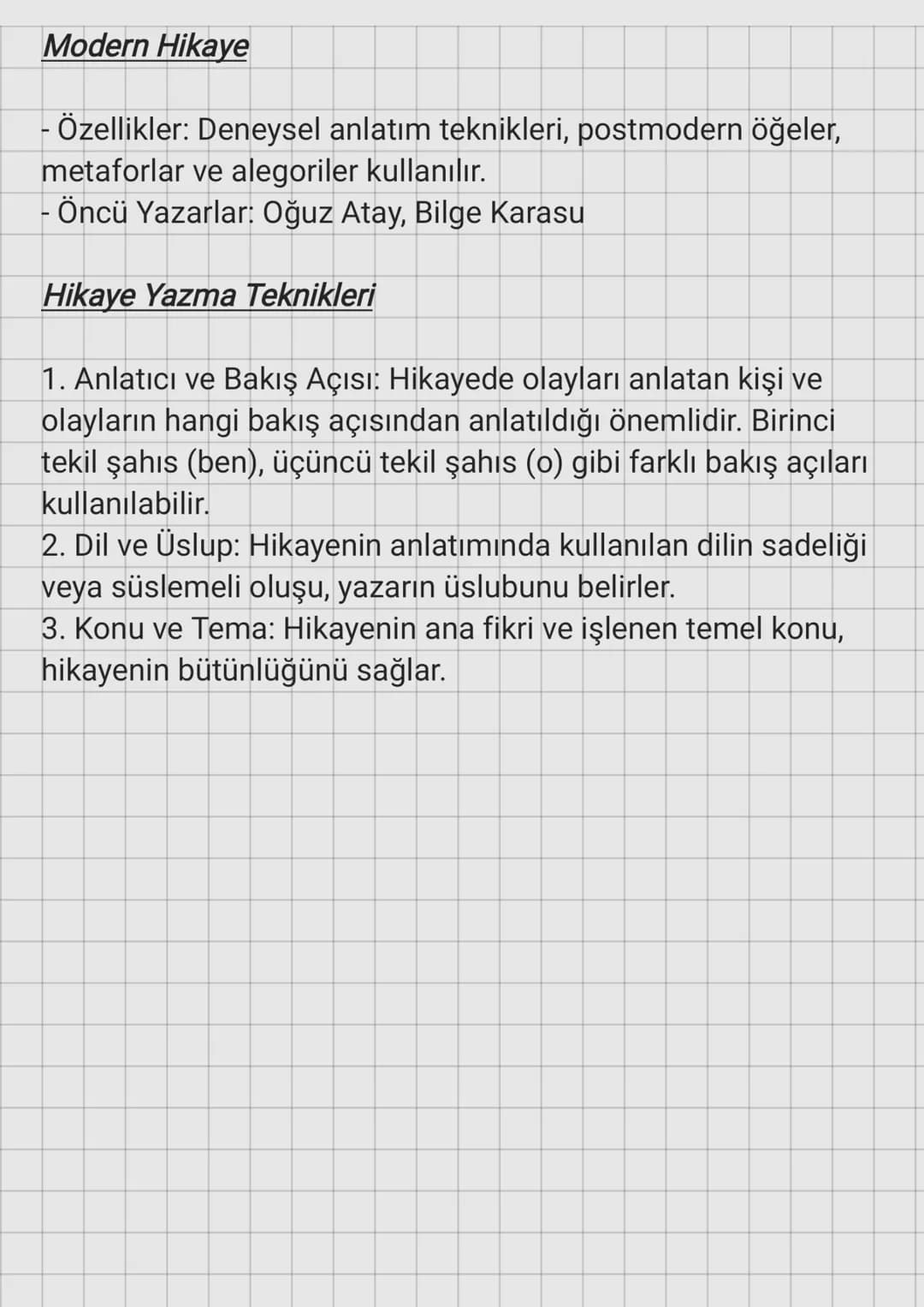 # Hikaye
## Hikaye Nedir?
Hikaye, gerçek veya kurgusal olayların, belirli bir zaman ve
mekanda, genellikle kısa ve yoğun bir anlatımla ele