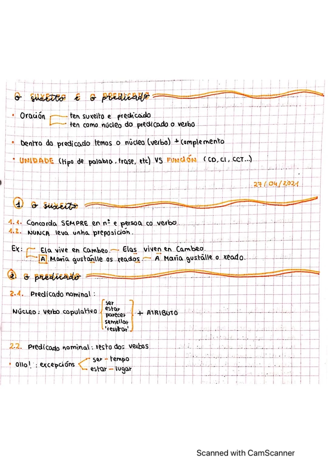 # O suacito é o predicado
- Oración
- ten suxeito e predicaido.
- ten como núcleo do predicado o verbo
- Dentro do predicado temos o nú