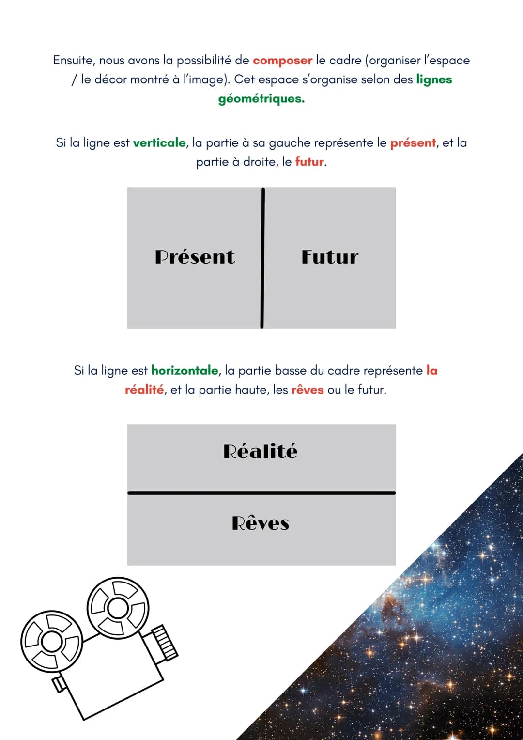 # Les choix du
cadre
Lors du tournage d'un film ou d'un court-métrage, l'image joue un rôle des
plus importants.
Bien utilisée, elle permet