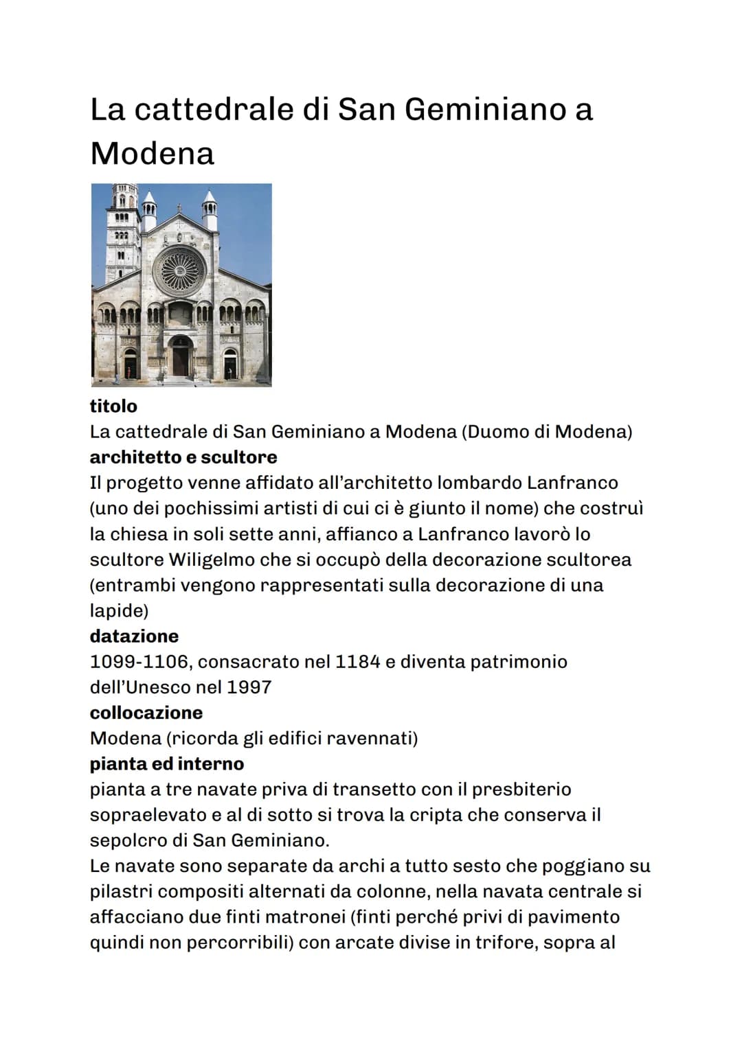 # La cattedrale di San Geminiano a
Modena
titolo
La cattedrale di San Geminiano a Modena (Duomo di Modena)
architetto e scultore
Il proget
