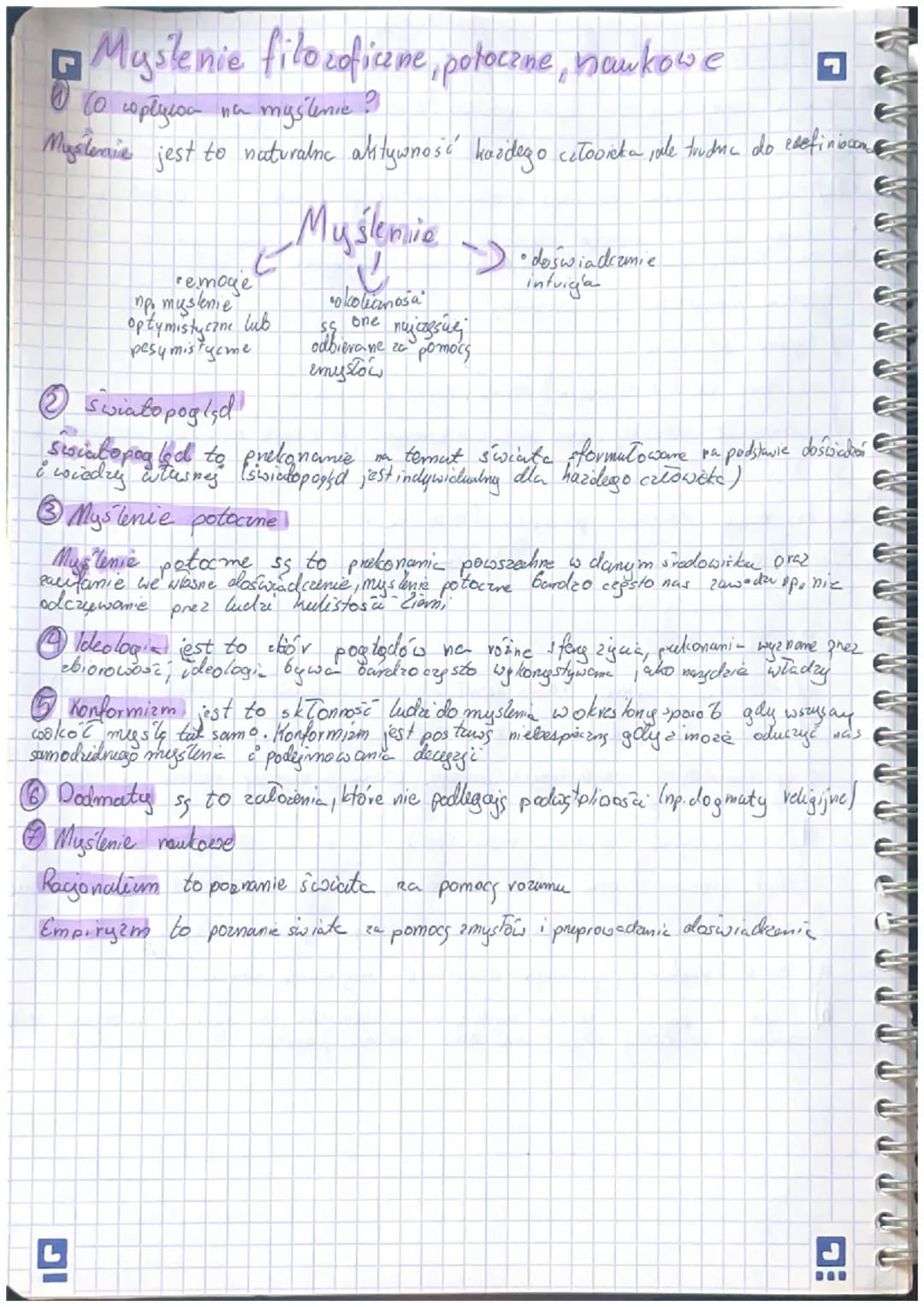 # Myslenie filozoficzne, potoczne, naukowe
1. 0 wpływa na myślenie?
Mystenie jest to naturalne aktywność każdego citoonka, ale trudne do