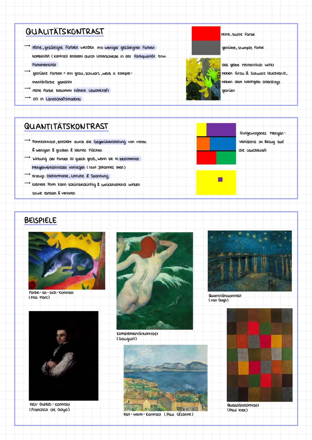 Farbkontraste
FARBE-ANSICH-KONTRAST
- bunt, auffällig & kräftig
- mindst. zwei reine Farben, die sich klar voneinander abheben.
- stärksie
