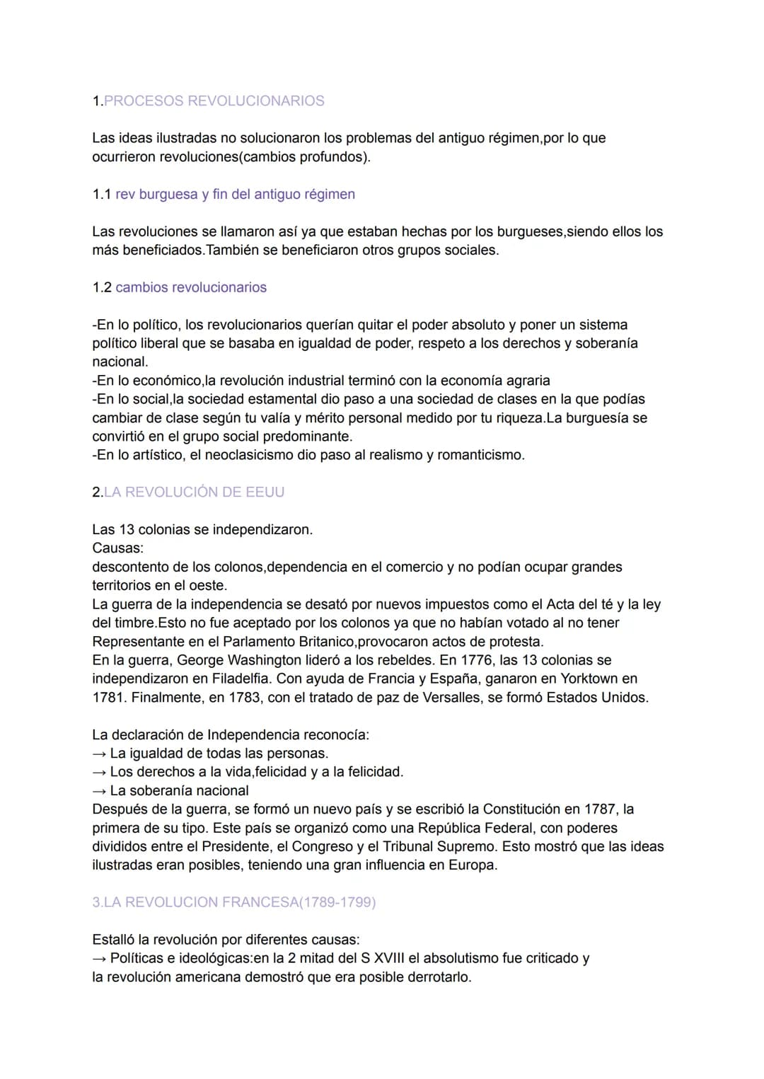 # 1.PROCESOS REVOLUCIONARIOS
Las ideas ilustradas no solucionaron los problemas del antiguo régimen, por lo que
ocurrieron revoluciones (ca