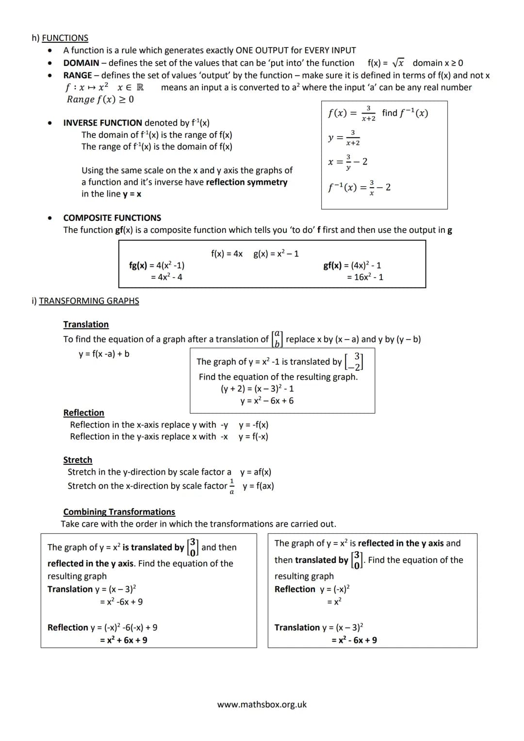 # A LEVEL PURE MATHS REVISON NOTES
1 ALGEBRA AND FUNCTIONS
a) INDICES
Rules to learn:
$x^a$ x $x^b$ = $x^{a+b}$
$x^a \div x^b = x^{a-b}$
$(