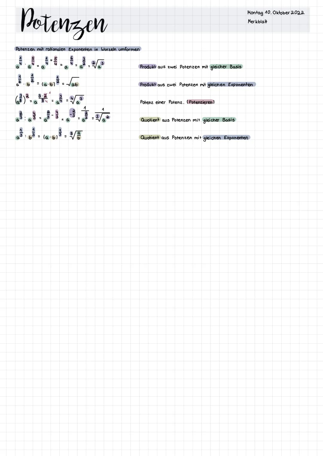 # Potenzen
Potenz
~
Basis-2 Exponent
Potenzen mit natürlichen Exponenten
natürliche Exponenten = 0, 1; 2; 3;...
$a^n = a \cdot a \cdot a