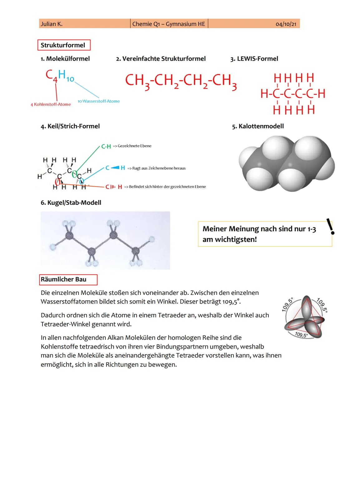 Julian K.
Chemie Q1 - Gymnasium HE
04/10/21
1. Chemie-Klausur
Klausur am: 08. Oktober 2021
Thema: Alkane, Alkene, Alkine und Alkanole
**Th