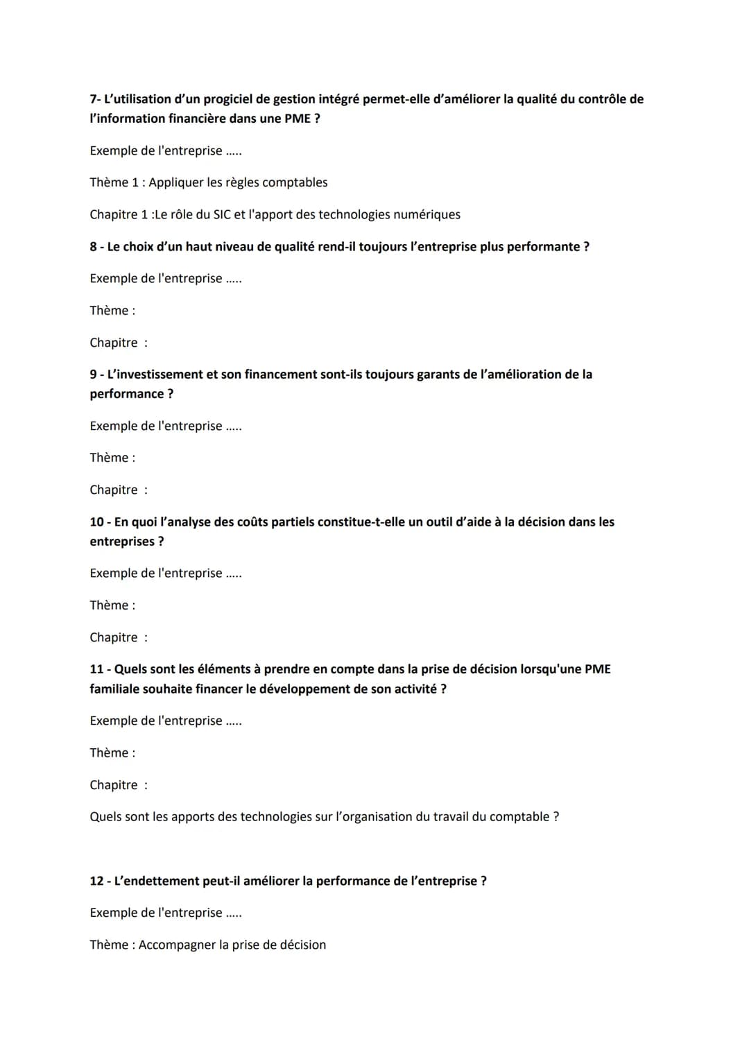 Exemples de questions du Grand Oral en Gestion et Finance
1 - Le recours aux différentes modalités de financement est-il possible de la mêm