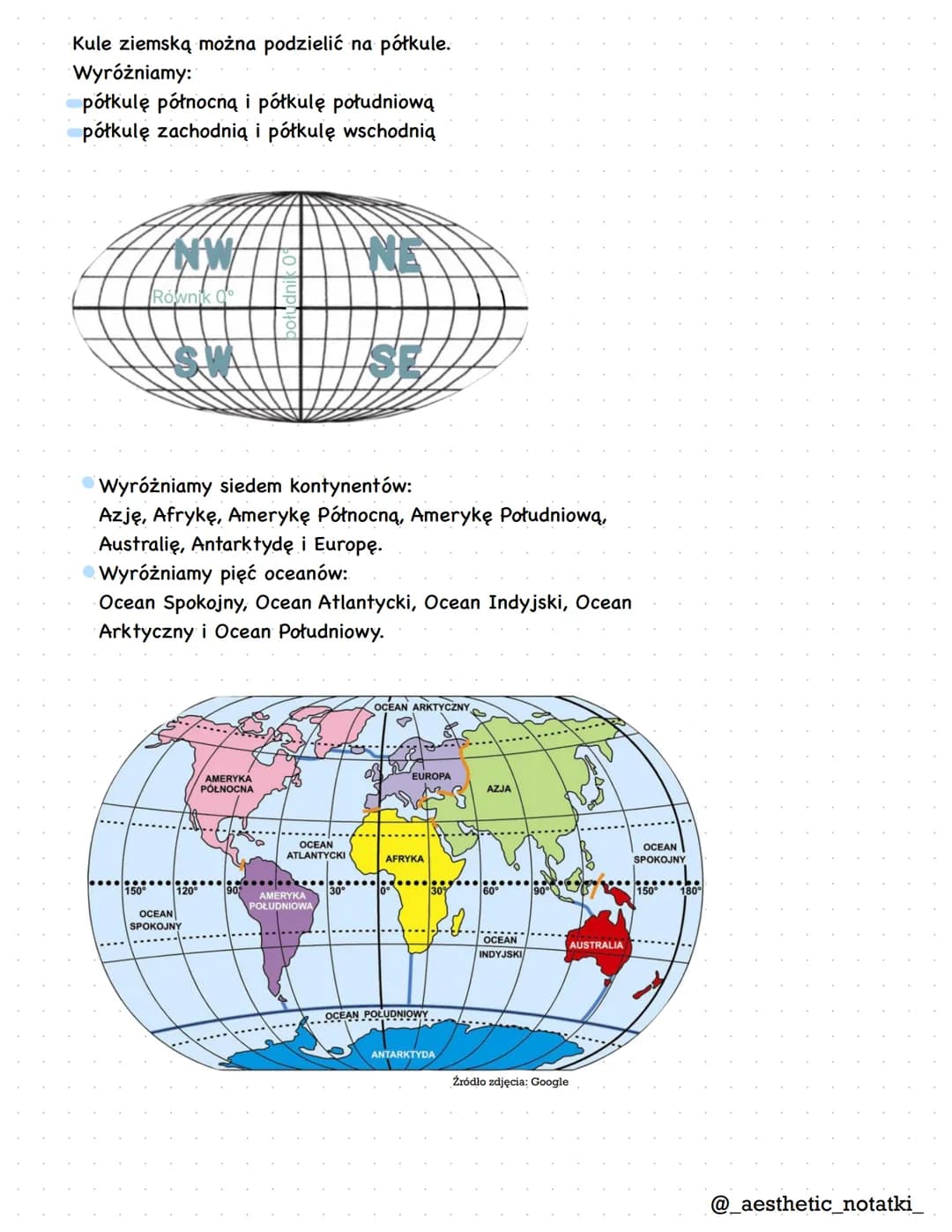 # Geografia
Przez lądy i oceany
Ziemia cały czas obraca się wokół
własnej osi nazwanej osią ziemską.
Biegun
północny
Środek
ziemi
Oś
zie