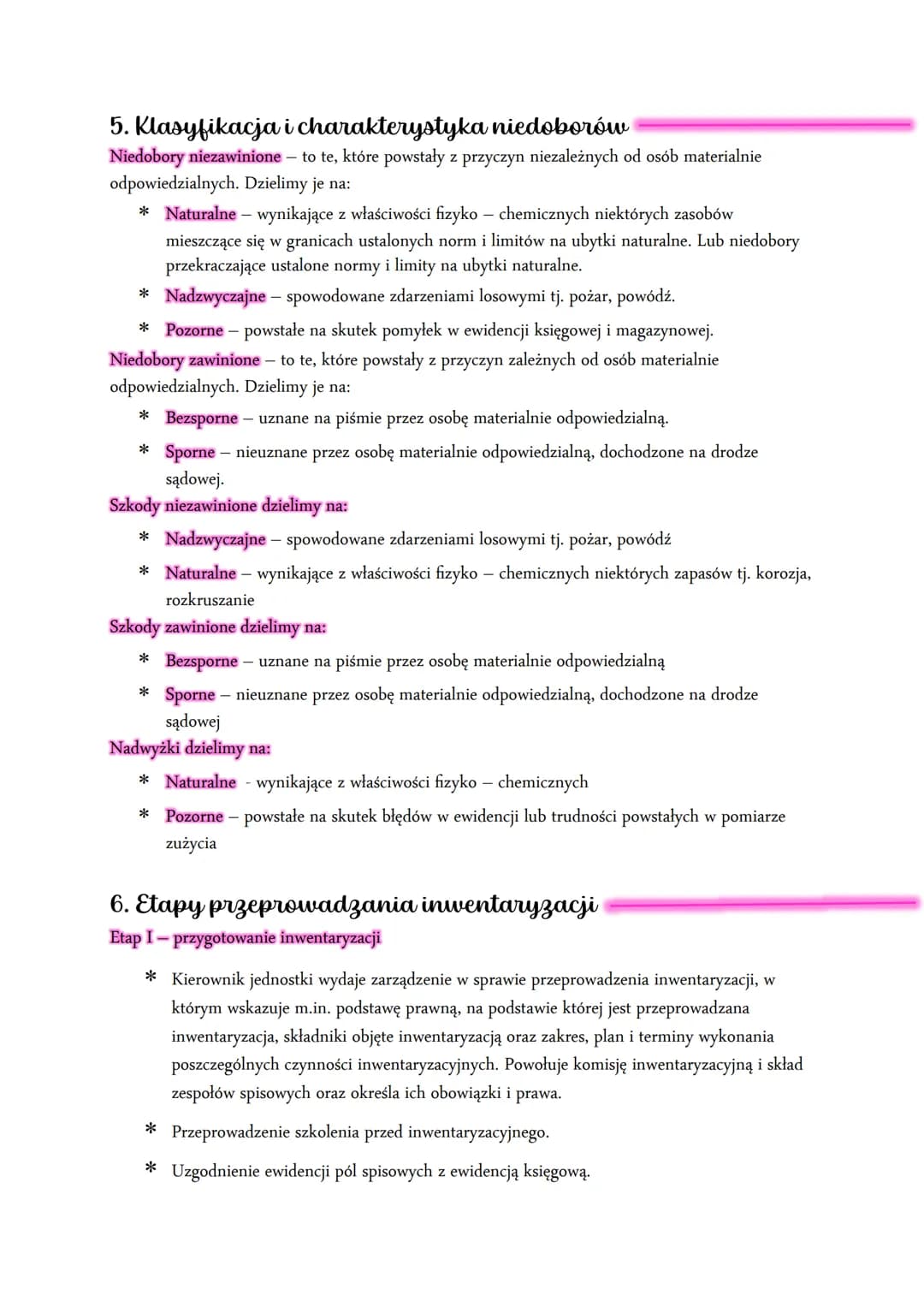# Inwentaryzacja
1. Pojęcie i cel
Inwentaryzacja polega na ustaleniu za pomocą spisu faktycznego stanu wszystkich rzeczowych i
pieniężnych