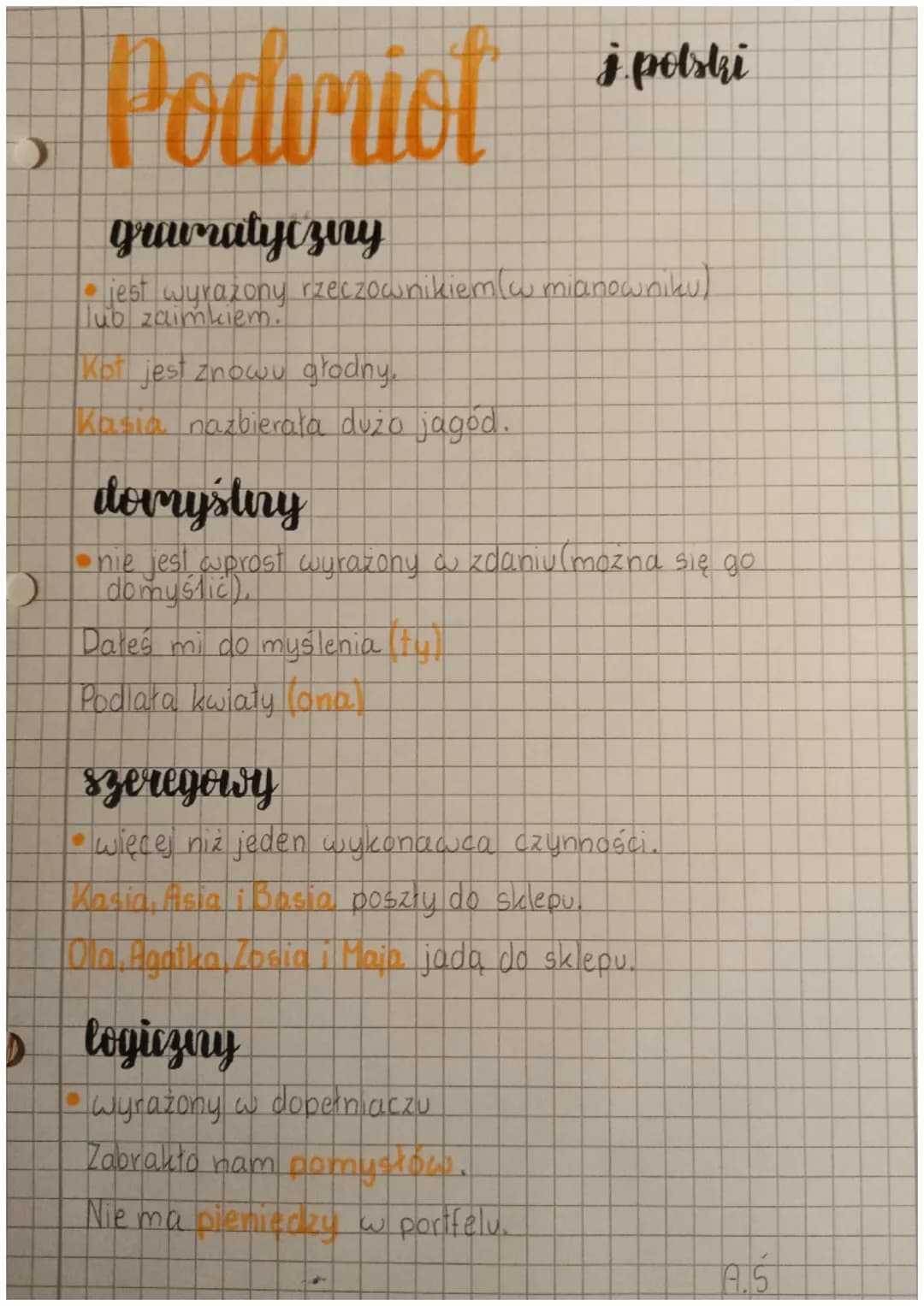 Podmiot
gramatyczny
j.polski
• jest wyrażony rzeczownikiem (wmianowniku)
lub zaimkiem.
Kot jest znowu głodny.
Kasia nazbierała dużo jag
