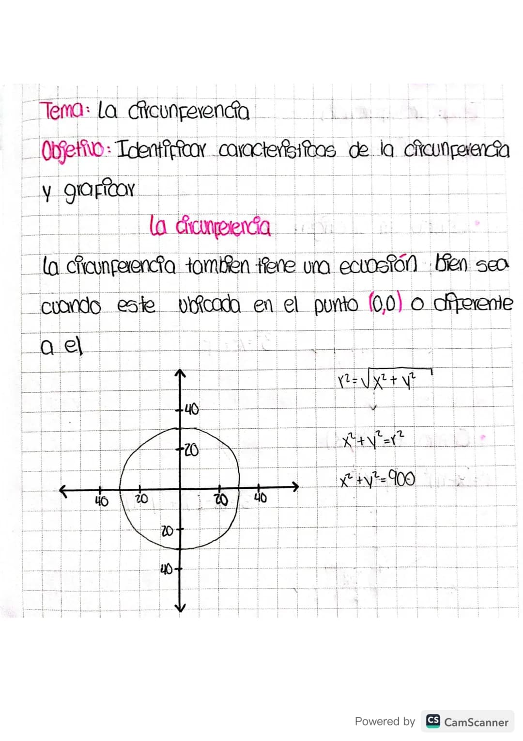 Tema: La circunferencia
Objetivo: Identificar caracteristicas de la circunferencia
y graficar
La circunferencia
La circunferencia tambien
