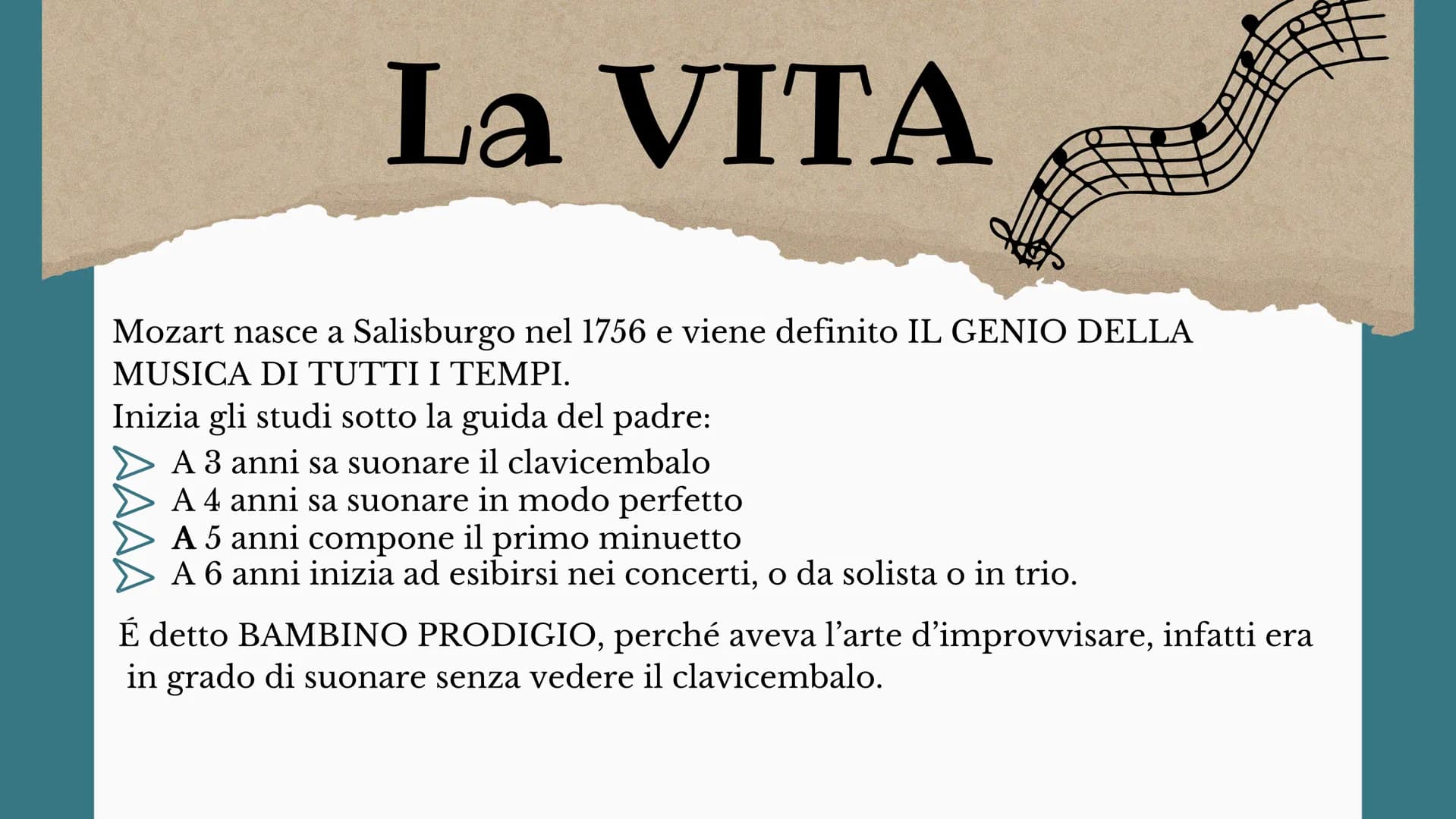 # WOLFGANG AMADEUS
# Mozart # La VITA
Mozart nasce a Salisburgo nel 1756 e viene definito IL GENIO DELLA
MUSICA DI TUTTI I TEMPI.
Inizia g