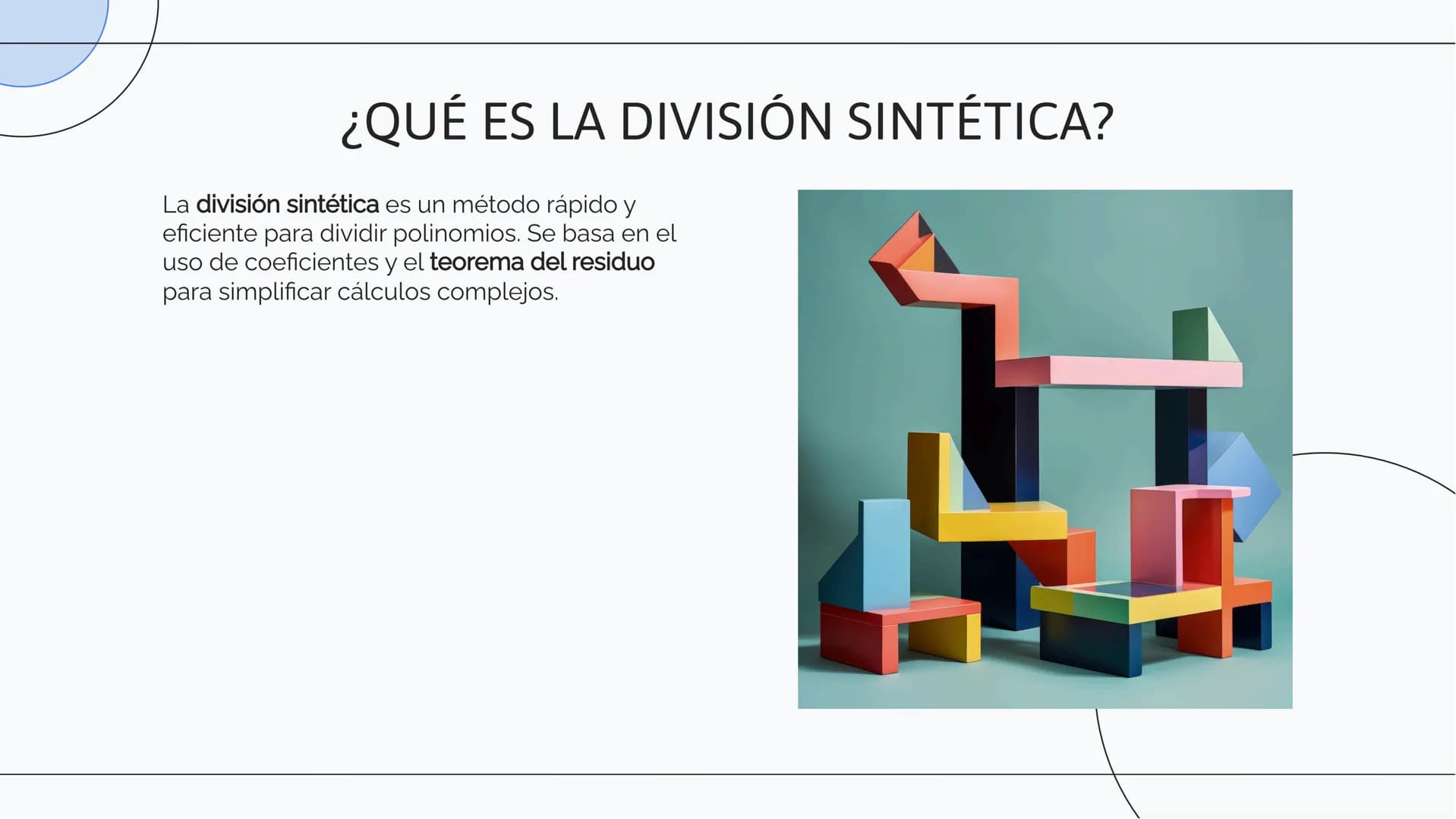 # Optimización de
## Cálculos: La Eficacia
### de la División
### Sintética # INTRODUCCIÓN
En esta presentación exploraremos la
optimizació