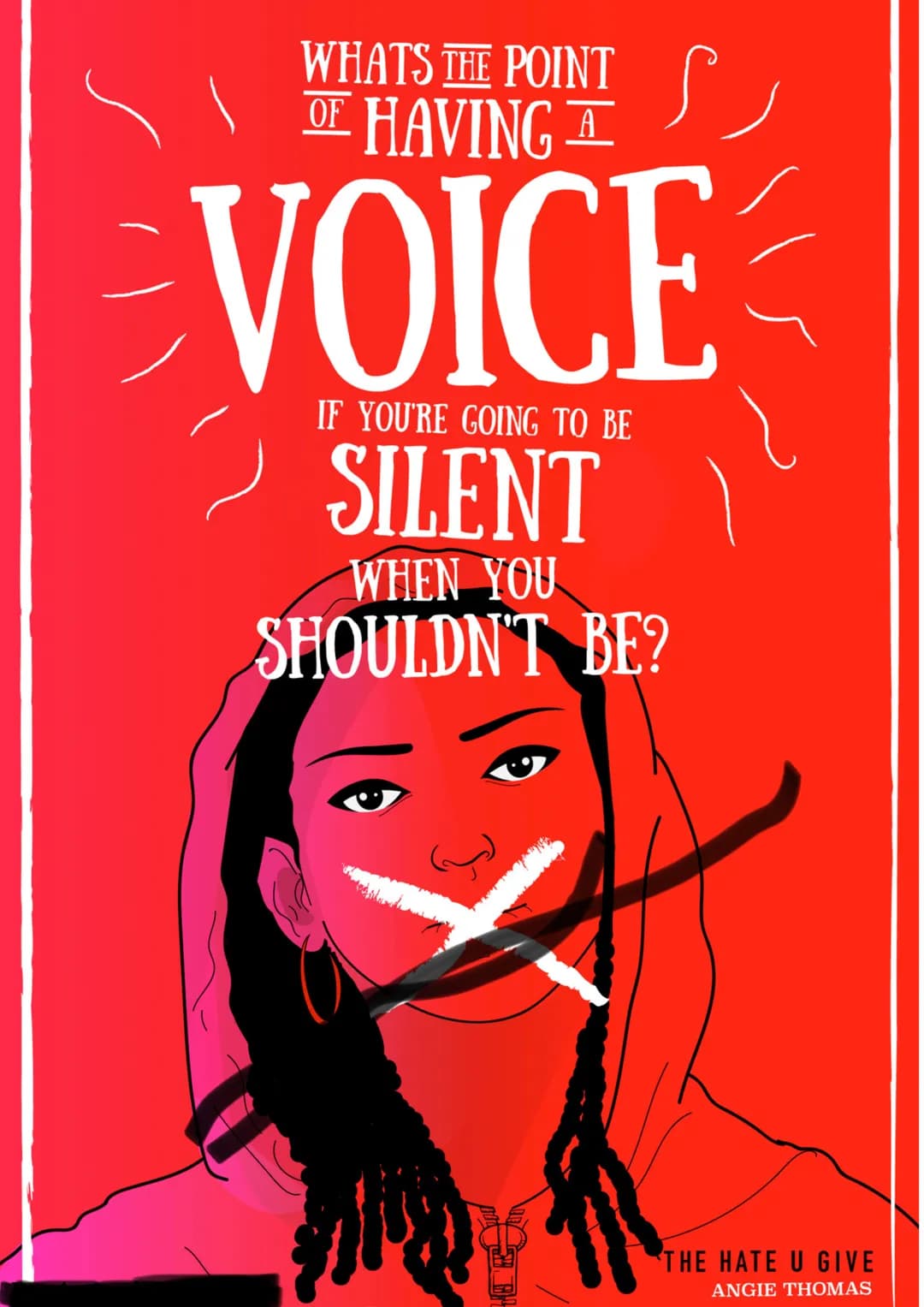 WHATS THE POINT
OF HAVING I
VOICE
IF YOU'RE GOING TO BE
SILENT
WHEN YOU
SHOULDN'T BE?
THE HATE U GIVE
ANGIE THOMAS Part I # Thug: Reading lo