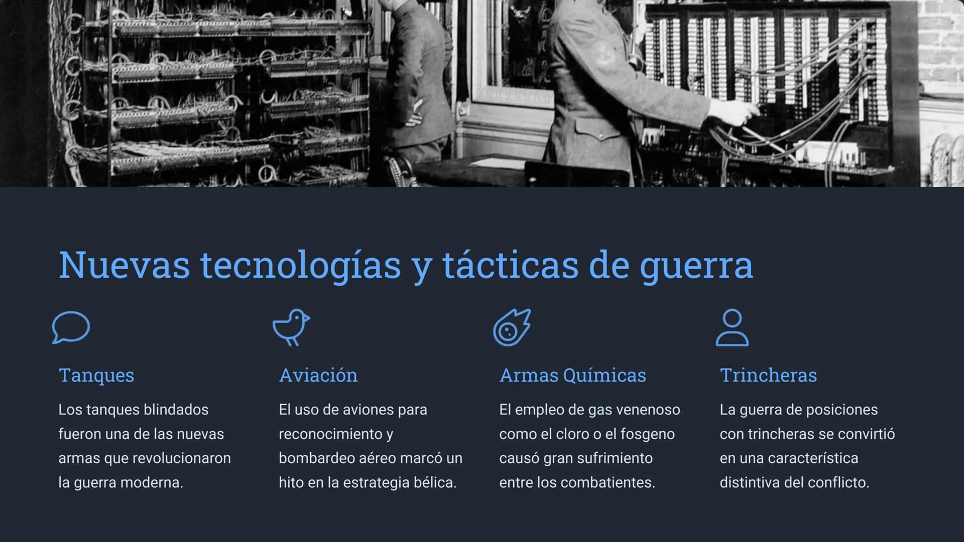 # la Primera Guerra
Mundial
La Primera Guerra Mundial fue un conflicto bélico global que se
desarrolló entre 1914 y 1918. Involucró a la m