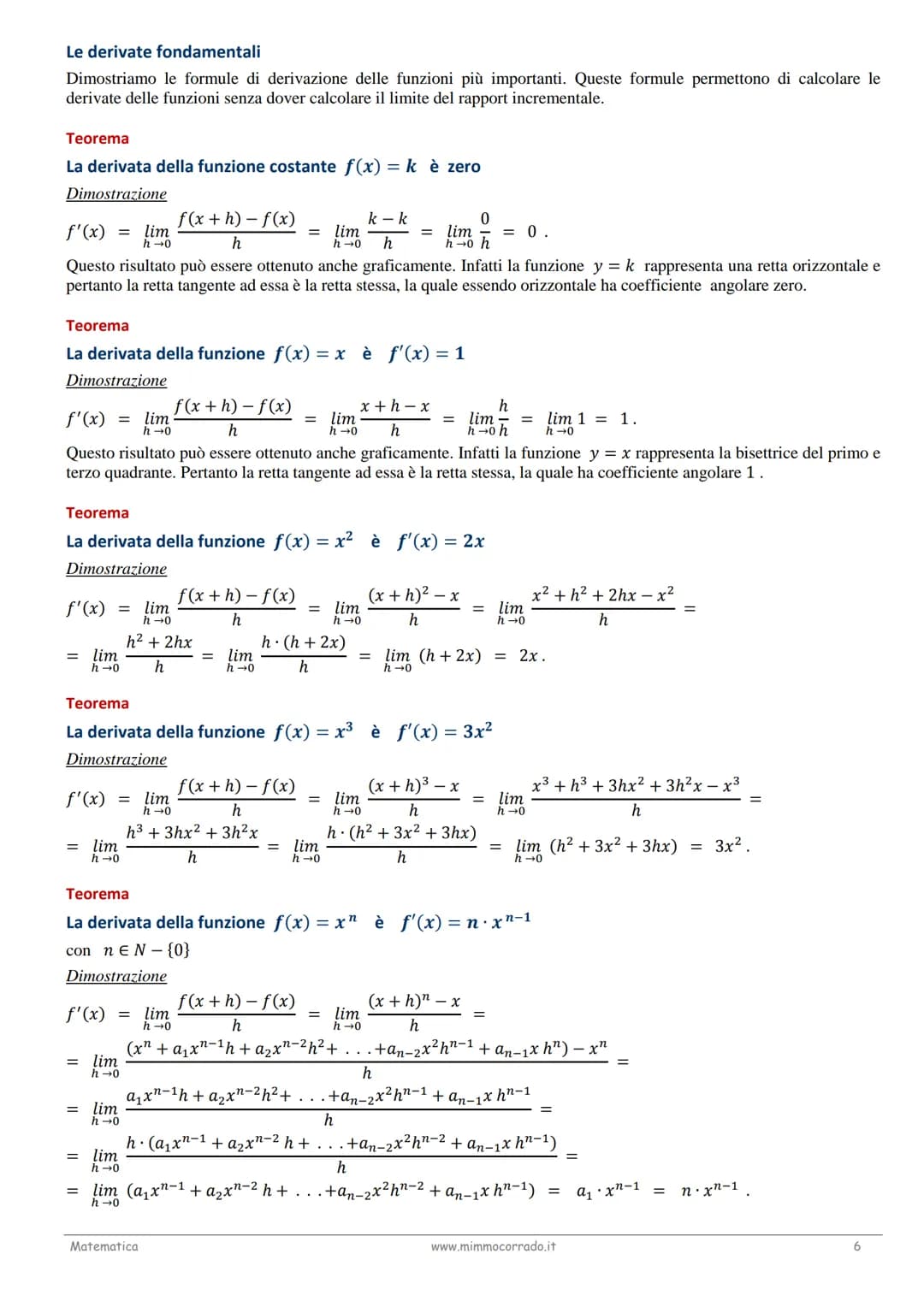 # LA DERIVATA DI UNA FUNZIONE
Teoria
Il problema della tangente
Uno dei problemi classici che portano al concetto di derivata è quello dell