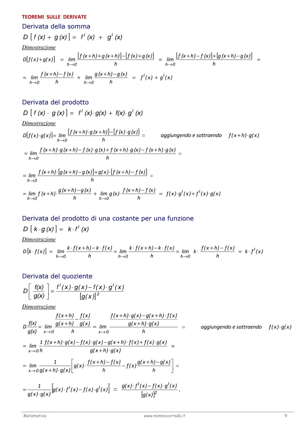 # LA DERIVATA DI UNA FUNZIONE
Teoria
Il problema della tangente
Uno dei problemi classici che portano al concetto di derivata è quello dell