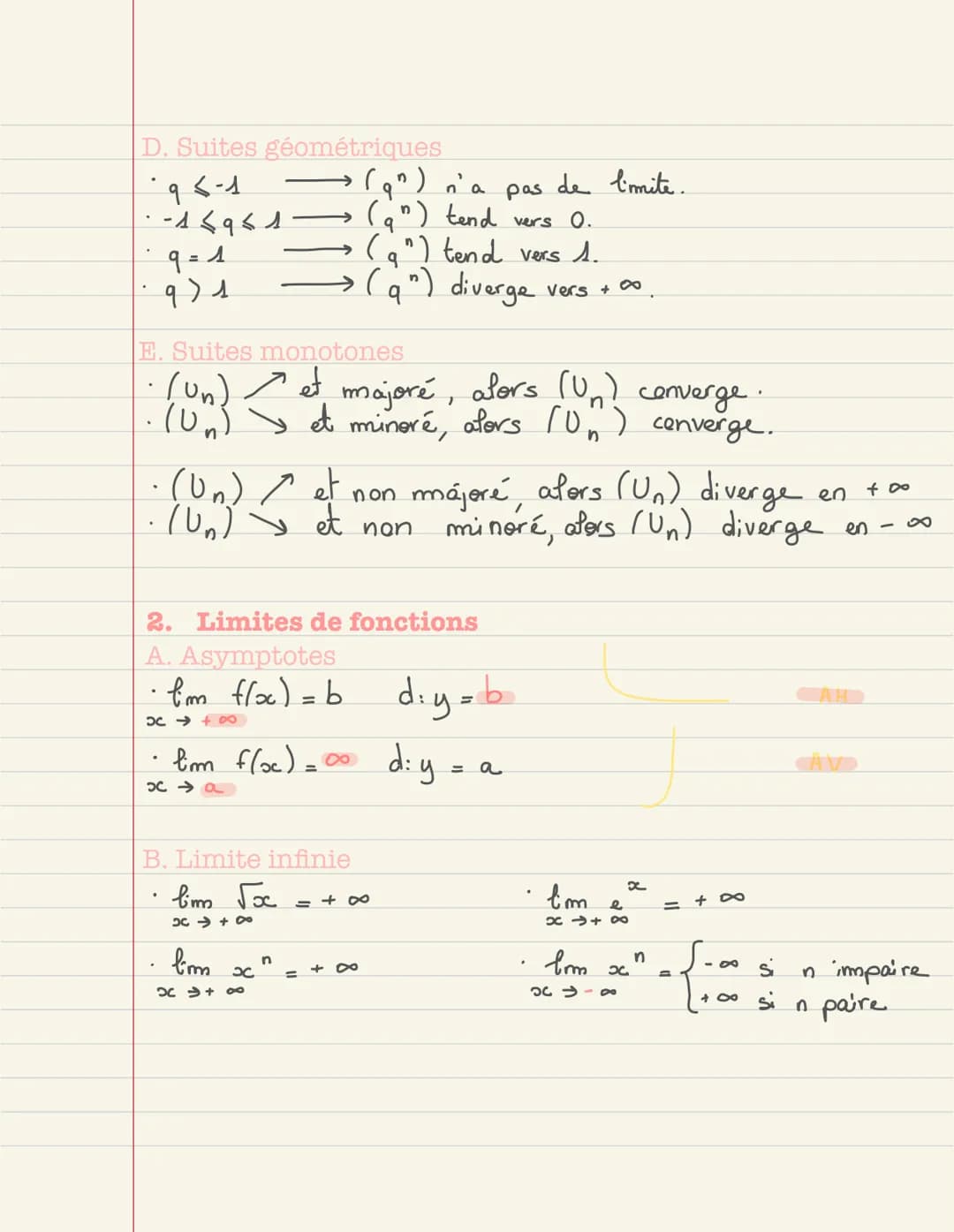 MATHEMATIQUES Révision cours terminale
Mathématiques
SOMMAIRE :
- Limites de suites
- Limites de fonctions
- Décidabilité, convexité, cont