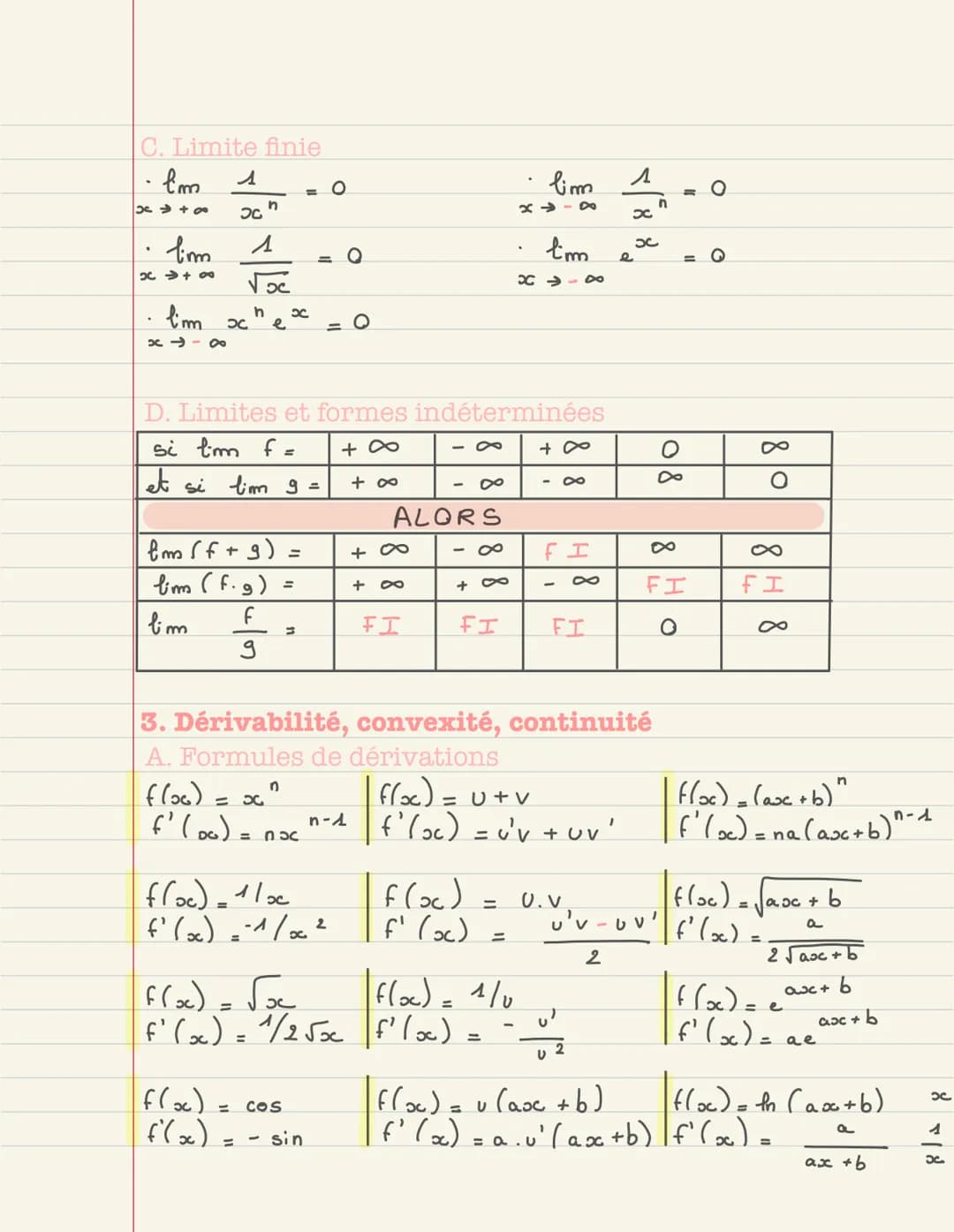 MATHEMATIQUES Révision cours terminale
Mathématiques
SOMMAIRE :
- Limites de suites
- Limites de fonctions
- Décidabilité, convexité, cont
