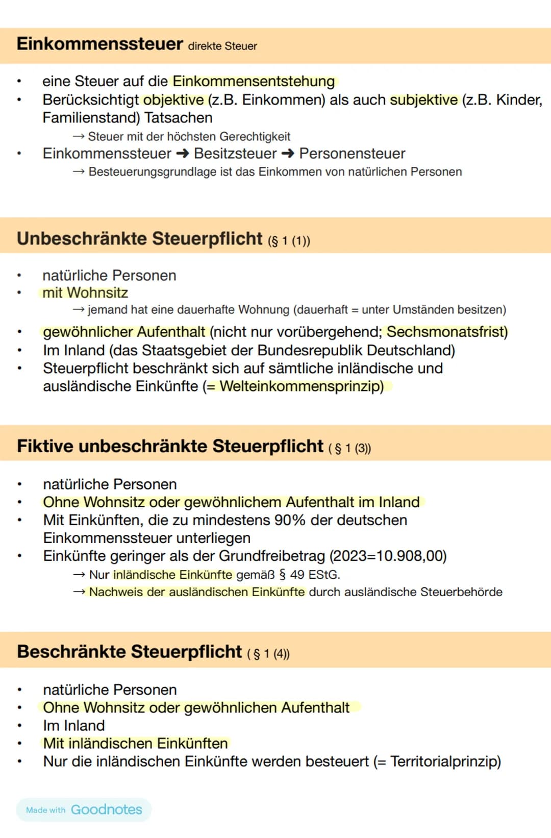 # Einkommenssteuer direkte Steuer
- eine Steuer auf die Einkommensentstehung
- Berücksichtigt objektive (z.B. Einkommen) als auch subjektiv
