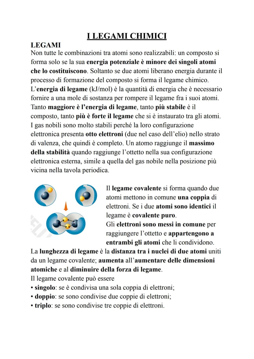# LEGAMI
## I LEGAMI CHIMICI
Non tutte le combinazioni tra atomi sono realizzabili: un composto si
forma solo se la sua energia potenziale