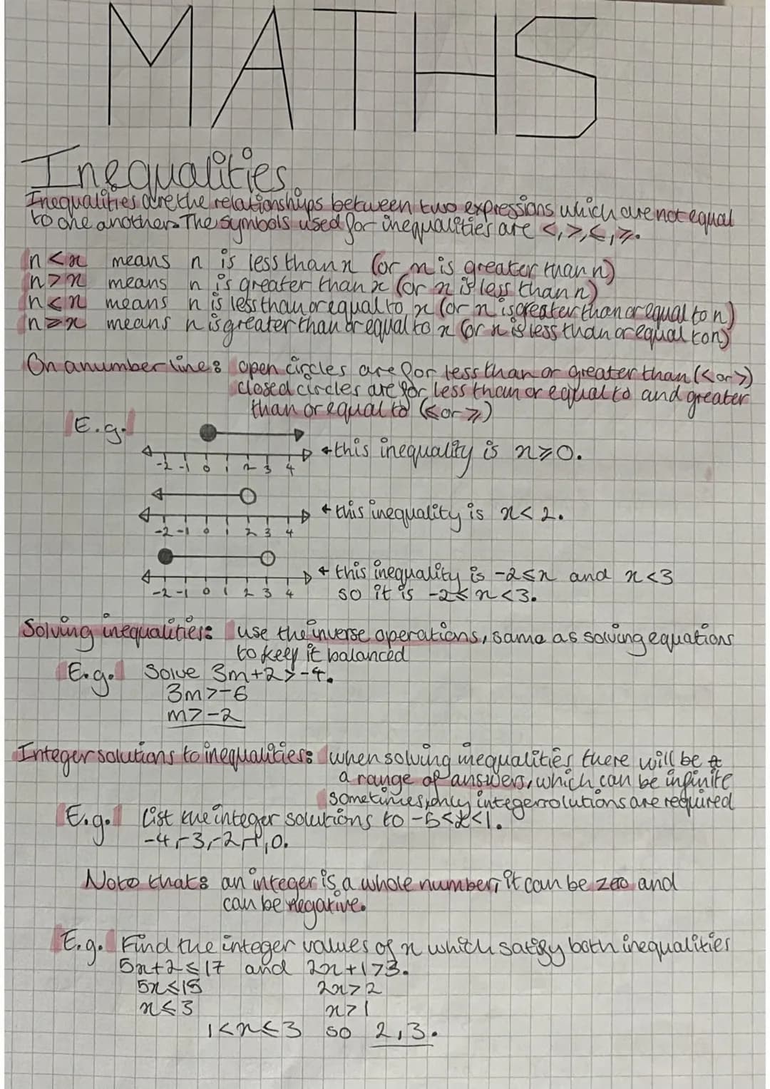 # MATHS
Inequalities
Inequalities are the relationships between two expressions which are not equal
to one anothers The symbols used for in