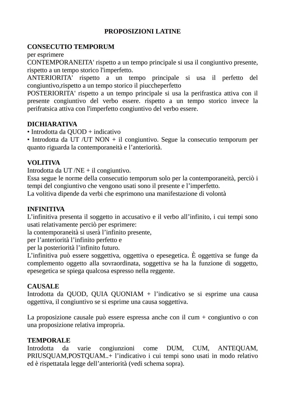 # PROPOSIZIONI LATINE
CONSECUTIO TEMPORUM
per esprimere
CONTEMPORANEITA' rispetto a un tempo principale si usa il congiuntivo presente,
ris