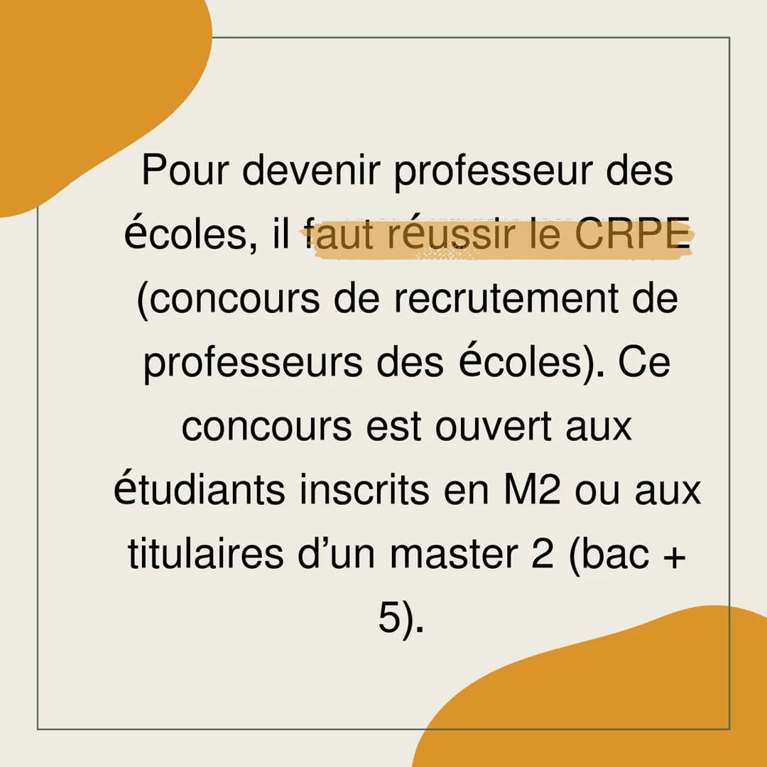 Ce que tu dois savoir
sur le métier,
professeur des
écoles ! Le professeur ou la professeure
des écoles exerce dans les écoles
maternelles o