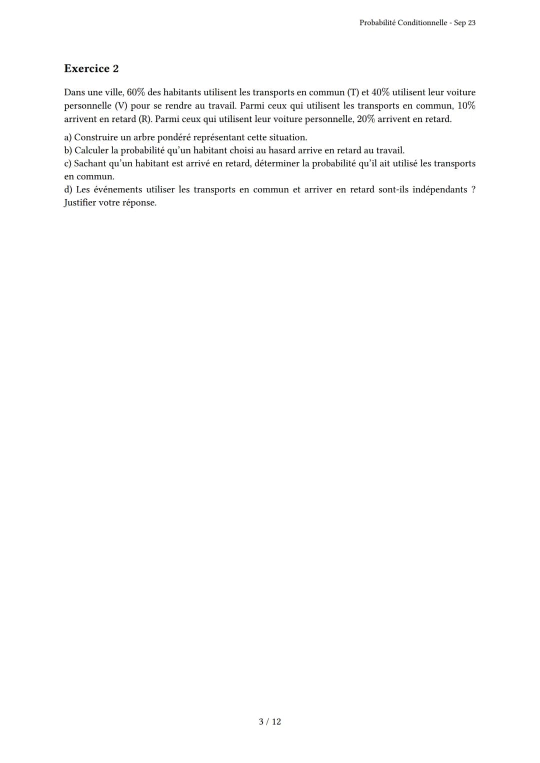 # Probabilité Conditionnelle
Généré par Knowunity.fr - Sep 23
Description: Cet examen couvre la probabilité conditionnelle, les arbres pon