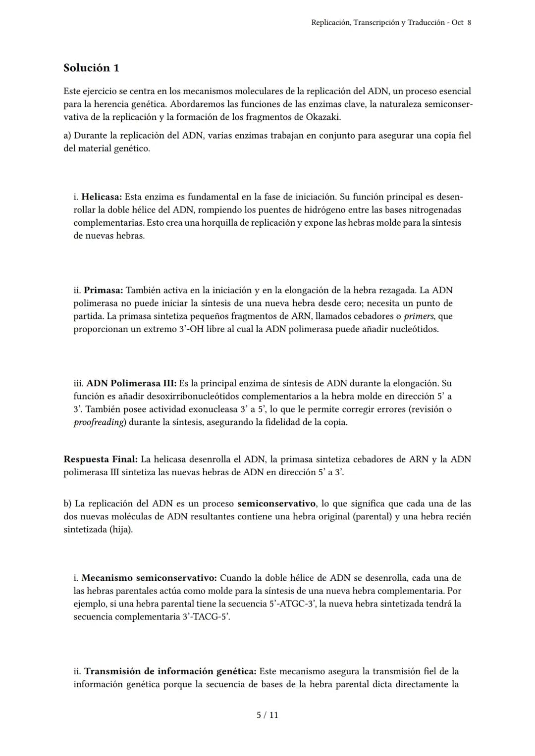 # Replicación, Transcripción y Traducción
Generado por Cielo Guzmán Barreto - Oct 8
Descripción: Este examen cubre los temas de replicació