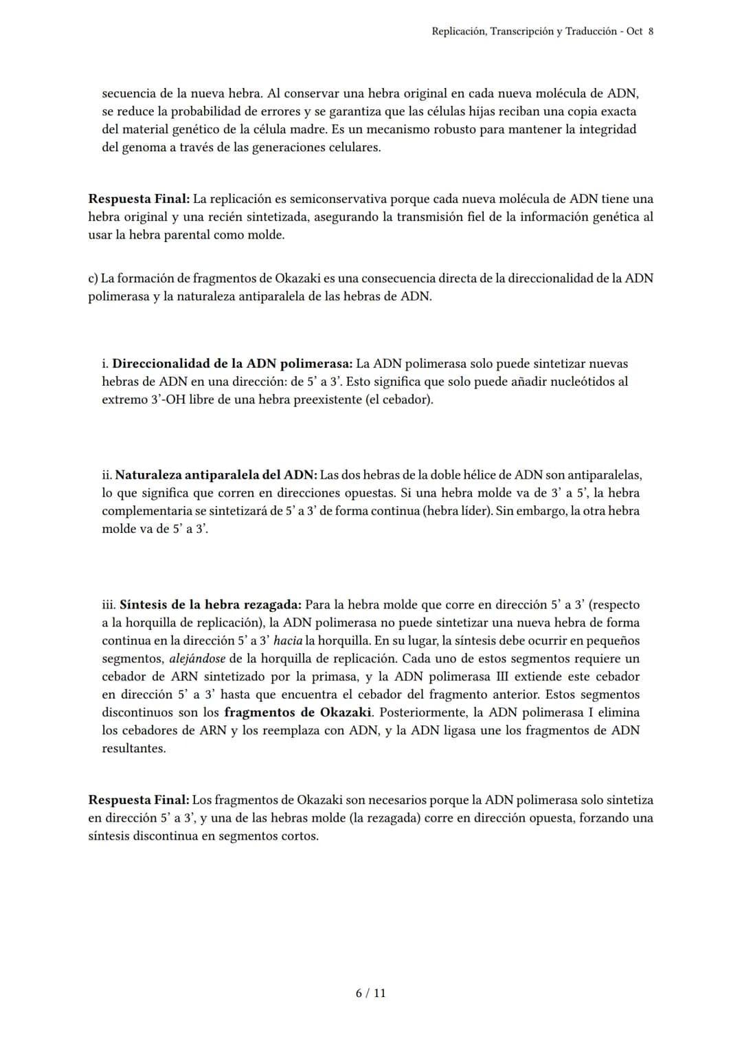 # Replicación, Transcripción y Traducción
Generado por Cielo Guzmán Barreto - Oct 8
Descripción: Este examen cubre los temas de replicació