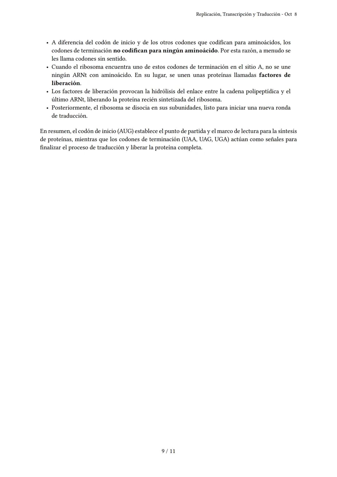 # Replicación, Transcripción y Traducción
Generado por Cielo Guzmán Barreto - Oct 8
Descripción: Este examen cubre los temas de replicació