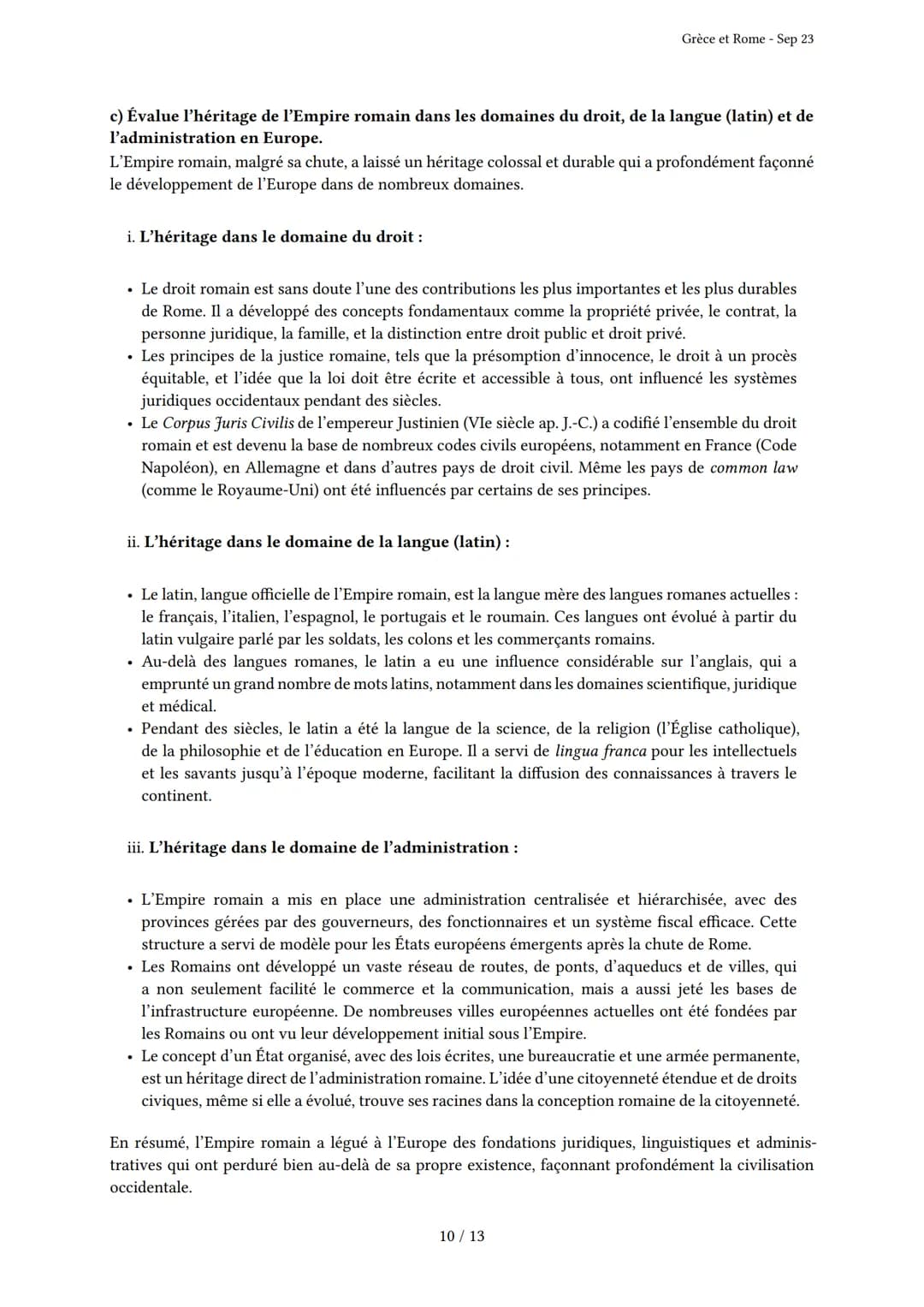 Grèce et Rome
Généré par Knowunity.fr - Sep 23
Description: Cet examen couvre les civilisations grecque et romaine antiques.
Bonne chance